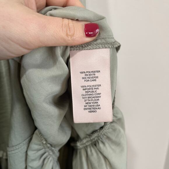 NWT Philosophy Tiered Maxi Skirt Sage Green Boho Ruffle Long Skirt Sz M - Picture 7 of 9